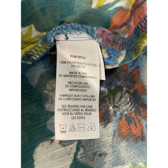 Kut From the Kloth green floral sheer button down convertible sleeve blouse med - Picture 5 of 8